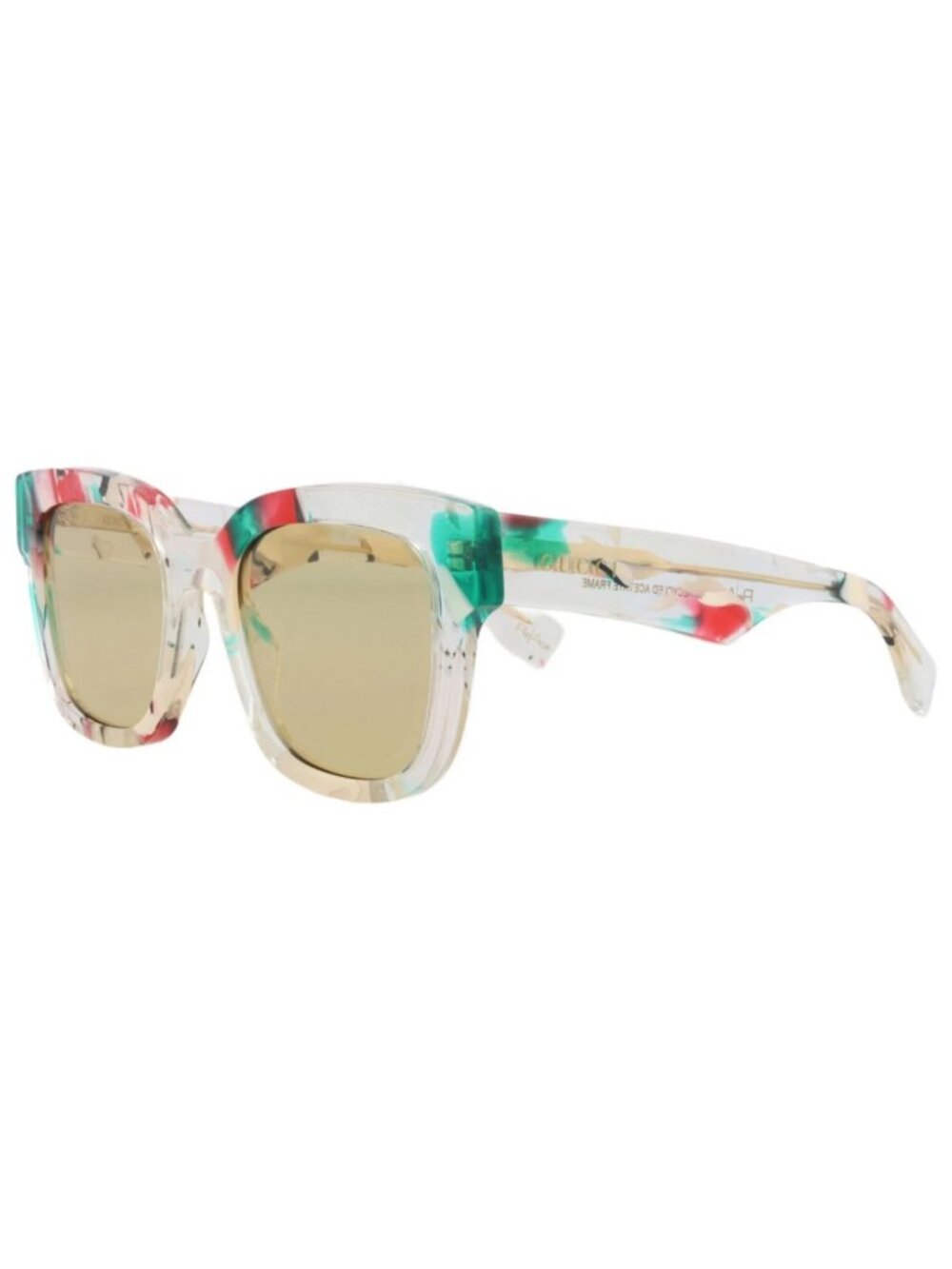New Gucci Women's Sunglasses Square Rectangle Recycled Acetate Frame Multicolor